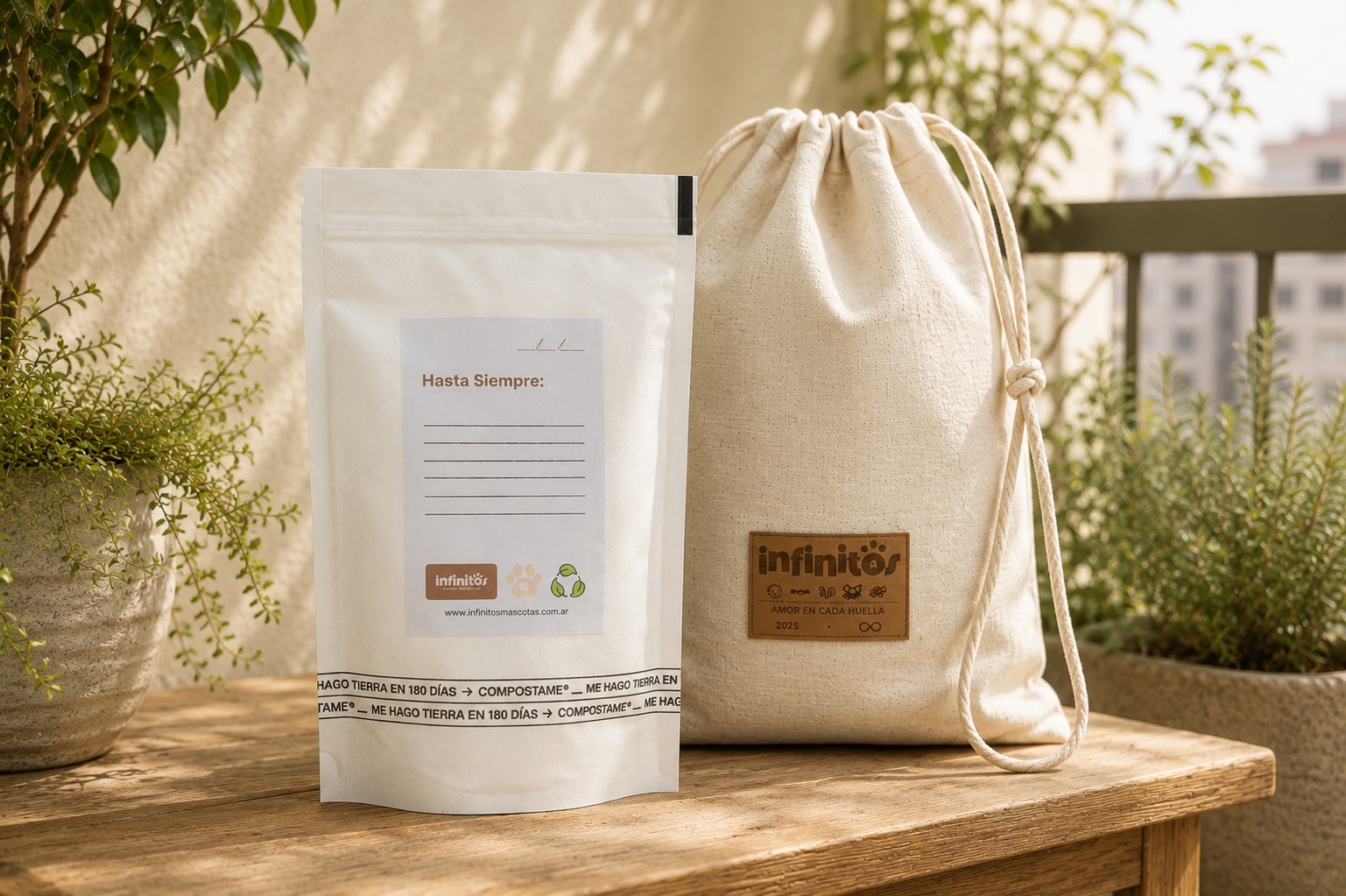 Bolsa biodegradable compostable para cremación de mascotas