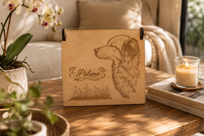 Urna de madera personalizada para cenizas de mascota