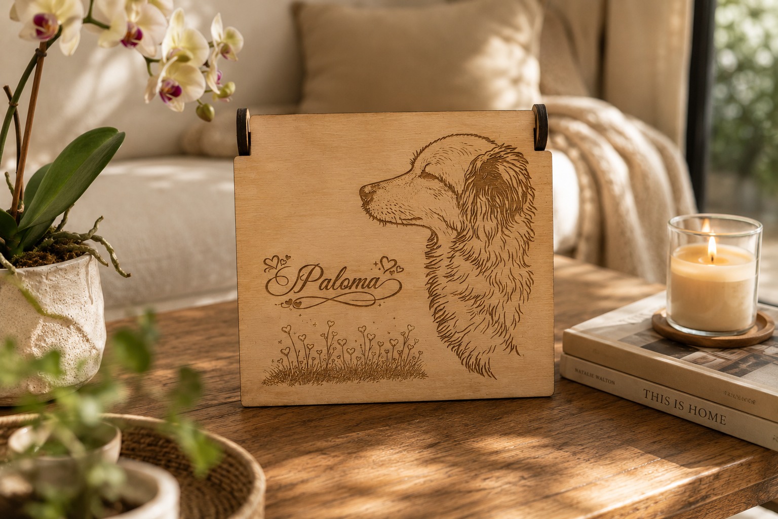 Urna de madera personalizada para cenizas de mascota
